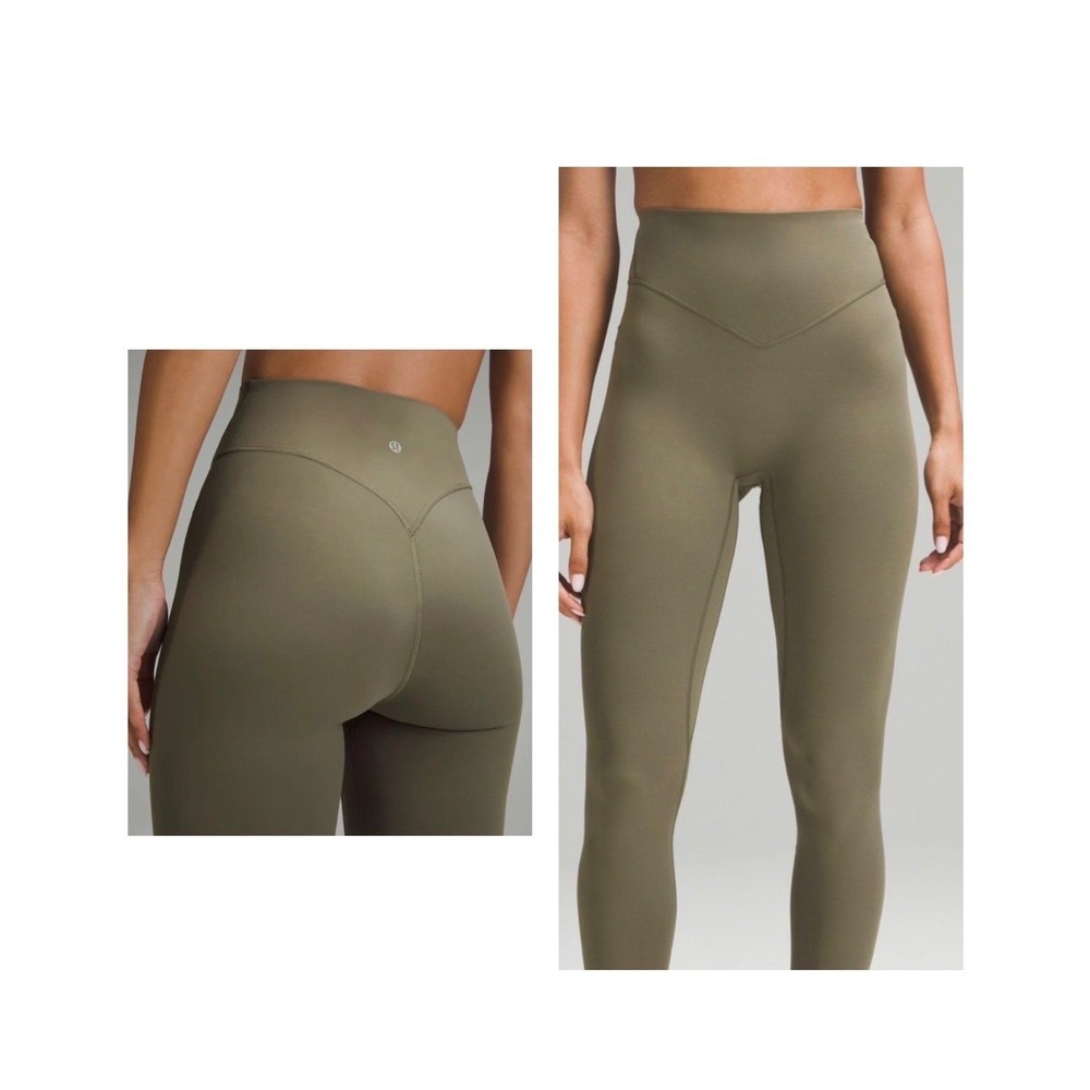 Lululemon Breezethrough High-Rise Tight 28" Olive Green No Front Seam Legging 10